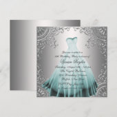 Silver Blauwgroen Blue Sweet Sixteen Verjaardagsfe Kaart (Voorkant / Achterkant)