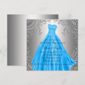 Silver Blauwgroen Blue Sweet Sixteen Verjaardagsfe Kaart (Voorkant / Achterkant)