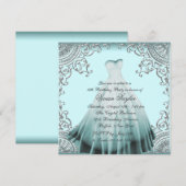 Silver Blauwgroen Blue Sweet Sixteen Verjaardagsfe Kaart (Voorkant / Achterkant)