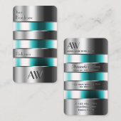 Silver Blauwgroen Glass Engraving Letters voor Mon Visitekaartje (Voorkant / Achterkant)