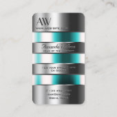 Silver Blauwgroen Glass Engraving Letters voor Mon Visitekaartje (Achterkant)