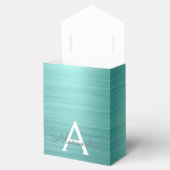 Silver Blauwgroen Glitter geborsteld Metaal Monogr Bedankdoosjes (Geopend)