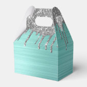 Silver Blauwgroen Glitter geborsteld Metaal Monogr Bedankdoosjes (Achterkant)