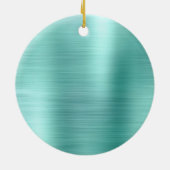 Silver Blauwgroen Glitter geborsteld Metaal Monogr Keramisch Ornament (Achterkant)