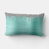 Silver Blauwgroen Glitter geborsteld Metaal Monogr Kussen (Achterkant)