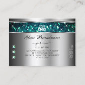 Silver Blauwgroen Glitter Sparkle Rhinestones voeg Visitekaartje (Achterkant)