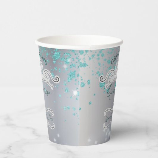 Silver Blauwgroen Jeweled Tiara Quinceañera Papieren Bekers (Rechts)