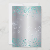 Silver Blauwgroen Jeweled Tiara Quinceañera Uitnod Kaart (Achterkant)