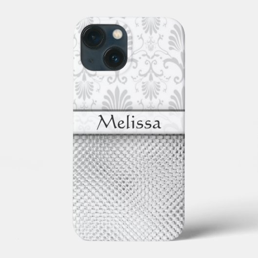 Silver Bling Effect Pattern Gepersonaliseerd Case-Mate iPhone Case (Achterkant)