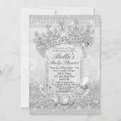 Silver Bling Glitter Baby Shower-uitnodigingen Kaart (Voorkant)