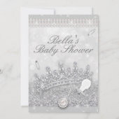 Silver Bling Glitter Baby Shower-uitnodigingen Kaart (Achterkant)