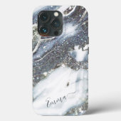 Silver bling glitter douanenaam script Case-Mate iPhone case (Achterkant)
