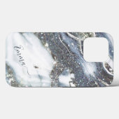 Silver bling glitter douanenaam script Case-Mate iPhone case (Achterkant (horizontaal))