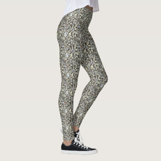 Silver Bling Jewels Digital Print Pattern Leggings (Rechts)