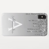 Silver Bling | Luxe Sparkle Glitter Monogram Case-Mate iPhone Case (Achterkant (horizontaal))