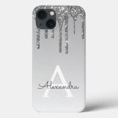 Silver Bling Luxury Hoesje Glitter Monogram (Achterkant)