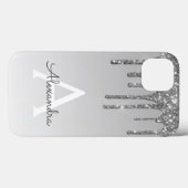 Silver Bling Luxury Hoesje Glitter Monogram (Achterkant (horizontaal))