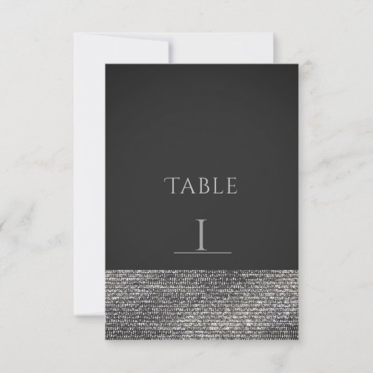 Silver Bling Modern Glam Sequins Chic Table Number Kaart (Voorkant)