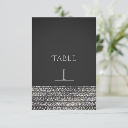 Silver Bling Modern Glam Sequins Chic Table Number Kaart (Staand voorkant)