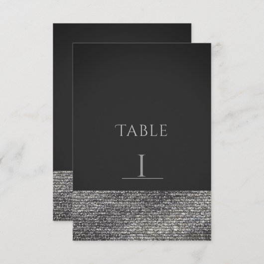 Silver Bling Modern Glam Sequins Chic Table Number Kaart (Voorkant / Achterkant)