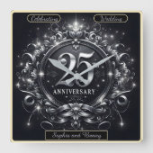 Silver Bliss: 25ste verjaardag Vierkante Klok (Voorkant)