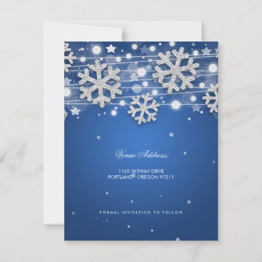 Silver Blue 30th Birthday Save Date Winter Save The Date (Achterkant)