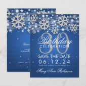 Silver Blue 30th Birthday Save Date Winter Save The Date (Voorkant / Achterkant)