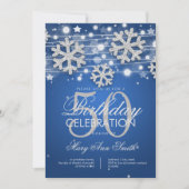 Silver Blue 50th Birthday Party Winter Glitter Kaart (Voorkant)