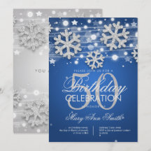 Silver Blue 50th Birthday Party Winter Glitter