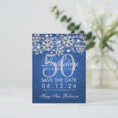 Silver Blue 50th Birthday Save Date Winter Save The Date (Staand voorkant)