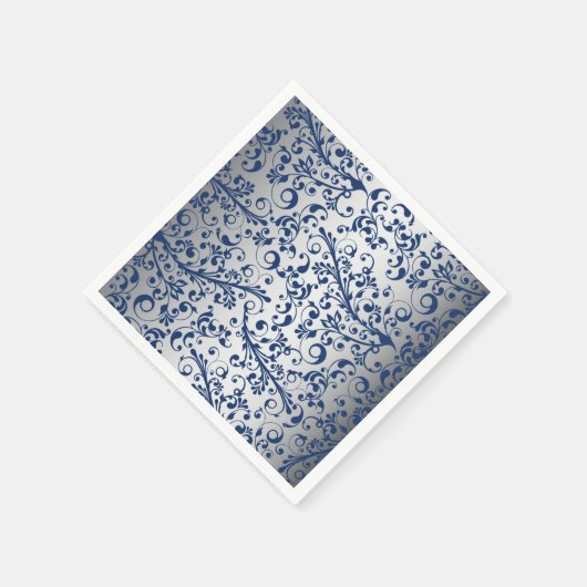 Silver Blue Abstract Servetten (Hoek)