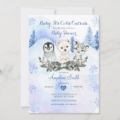 Silver Blue Arctic Winter Mountain Baby shower Kaart (Voorkant)