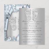 Silver Blue Baby shower Feet Boy Girl 3d Effect Kaart (Voorkant / Achterkant)