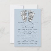 Silver Blue Baby shower Feet Boy Glitter Grey Kaart (Voorkant)