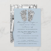 Silver Blue Baby shower Feet Boy Glitter Grey Kaart (Voorkant / Achterkant)