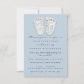 Silver Blue Baby shower Feet Boy Glitter Kaart (Voorkant)