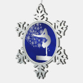 Silver Blue Balance Beam Gymnast Tin Sneeuwvlok Ornament (Rechts)