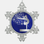 Silver Blue Balance Beam Gymnast Tin Sneeuwvlok Ornament (Voorkant)