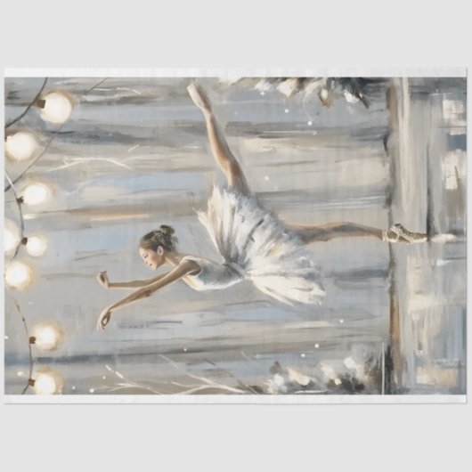 Silver Blue Ballet Dancer Waterverf Decoupage Tissuepapier (Voorkant)