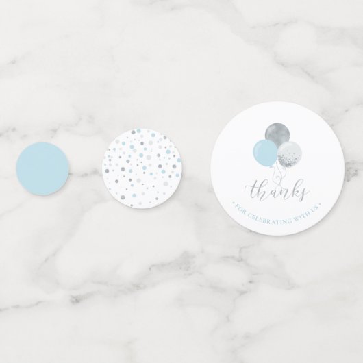Silver & Blue Balloons Boy Baby shower Confetti (Voorkanten)