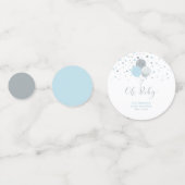 Silver & Blue Balloons Boy Baby shower Confetti (Achterkanten)