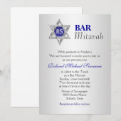 Silver Blue bar mitzvah-feesten Kaart (Voorkant / Achterkant)