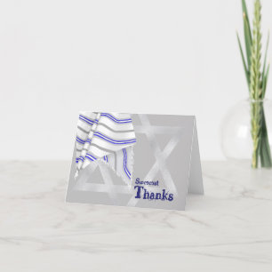 Silver & Blue Bar Mitzvah - Hartelijk dank Bedankkaart