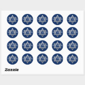Silver Blue Bar Mitzvah Star van David Custom Ronde Sticker (Vel)