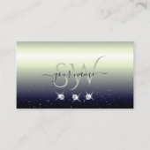 Silver Blue Black Gradient Sparkle Jewels Monogram Visitekaartje (Voorkant)