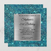 Silver Blue Blauwgroen Diamond Student Folie Birth Kaart (Voorkant / Achterkant)