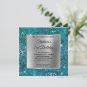 Silver Blue Blauwgroen Diamond Student Folie Birth Kaart (Staand voorkant)