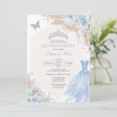 Silver Blue Boho Floral Quinceañera 15e verjaardag Kaart (Staand voorkant)
