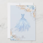 Silver Blue Boho Floral Quinceañera 15e verjaardag Kaart (Achterkant)