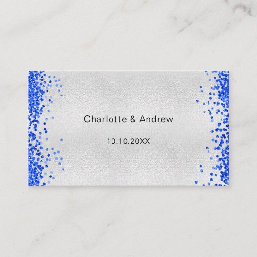 Silver blue bruiloft response website QR code RSVP Informatiekaartje (Voorkant)